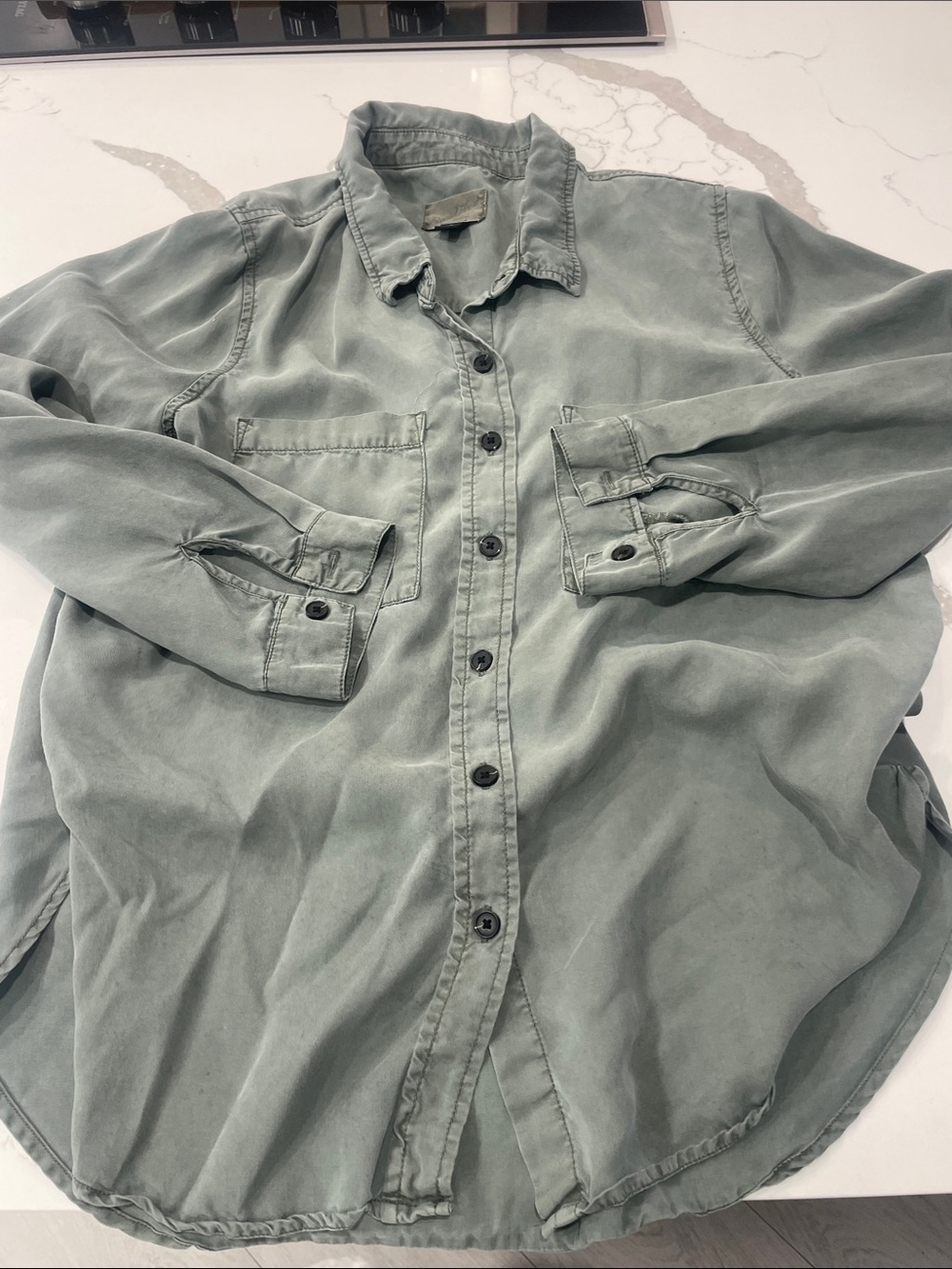 Universal Thread Washed Sage Button-Down Shirt - Picture 6 of 7